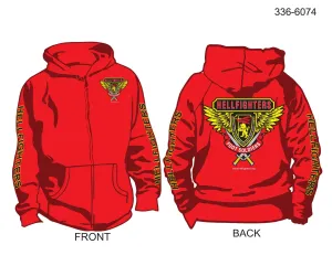 336-6074 Hoodie, Long Sleeve, Hellfighter Foot Soldier (Red, FS sleeves, zip-up)