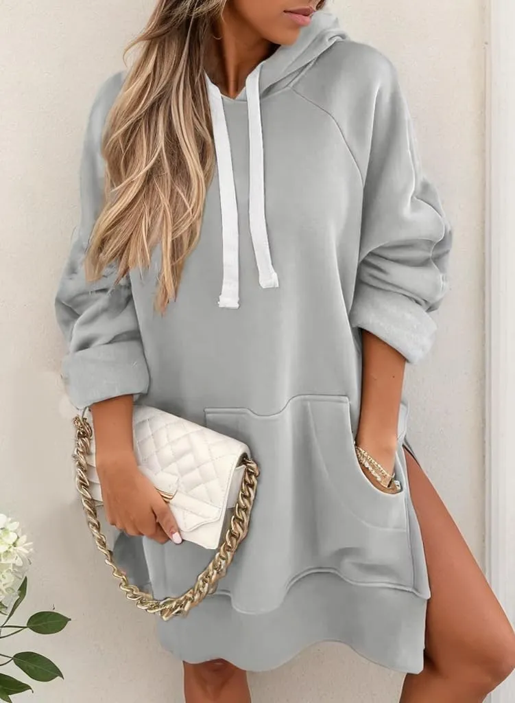 Akivide Women's Fall Oversized Cute Long Sleeve Split Hoodies with Pocket 2024 Casual Loose Drawstring Fit Hooded Sweatshirt