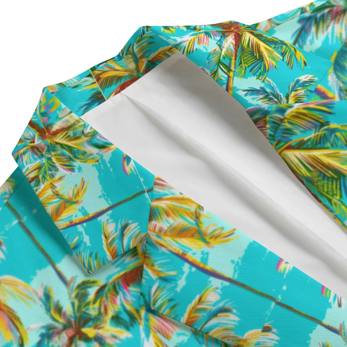 All-Over Print Men's Casual Flat Lapel Collar Blazer | 245GSM Cotton palm print