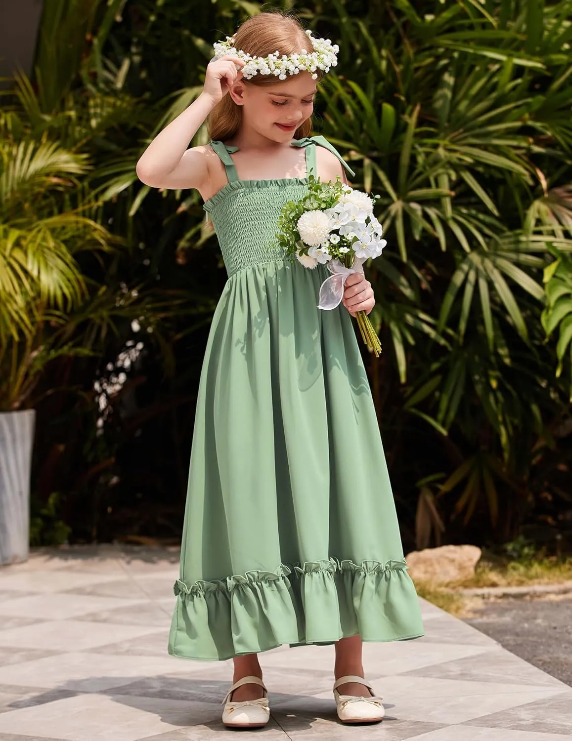 Arshiner Girls Summer Dress Boho Beach Casual Smocked Maxi Dresses 6-13 Years