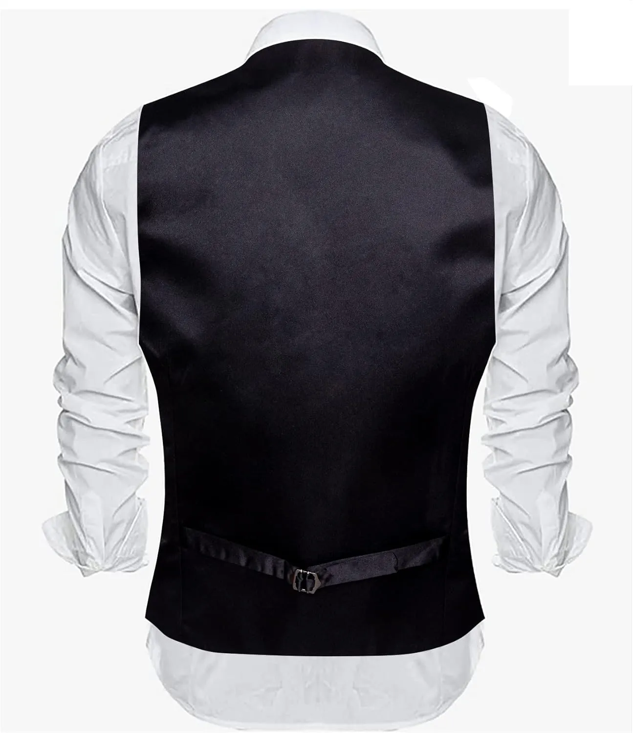Barry.Wang Mens Formal Suit Vest Striped Casual V-neck Slim Fit Solid Color Waistcoat for Wedding Party Tuxedo