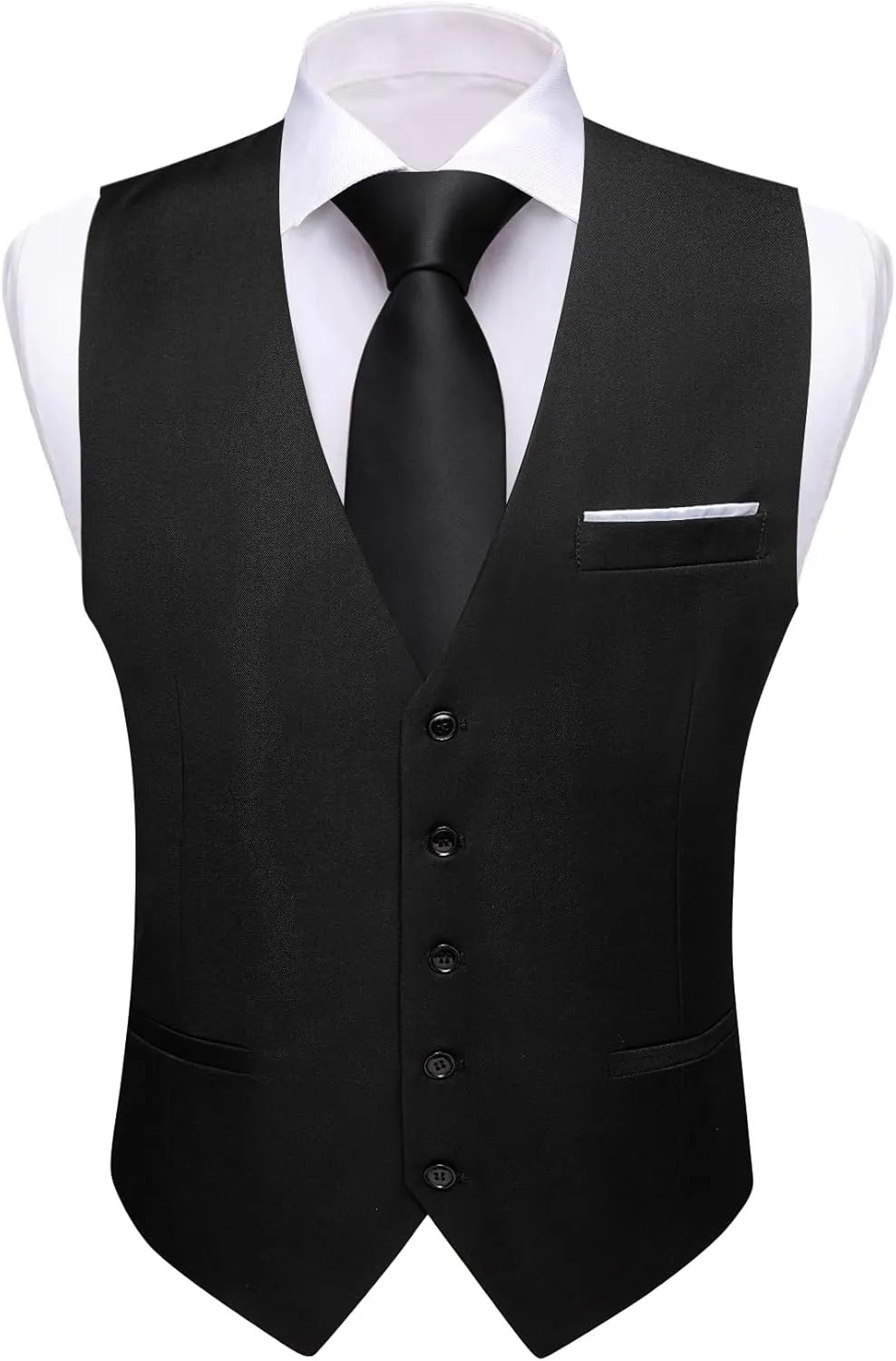 Barry.Wang Mens Formal Suit Vest Striped Casual V-neck Slim Fit Solid Color Waistcoat for Wedding Party Tuxedo