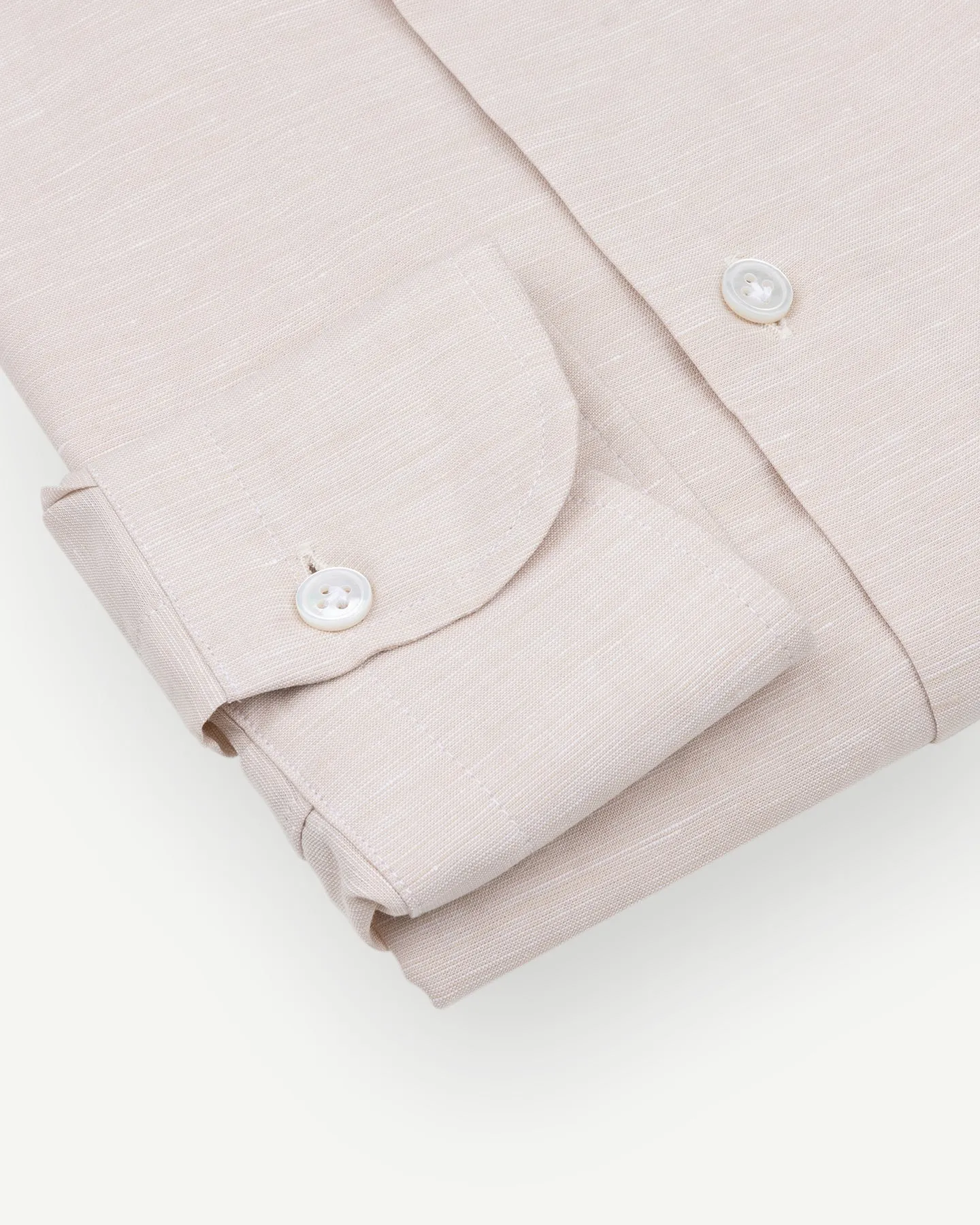 Beige Cotton Linen Spread Collar Shirt