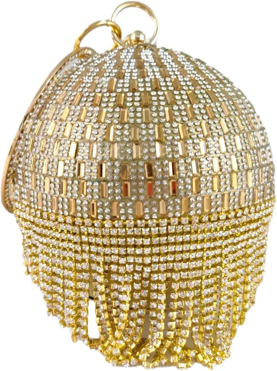 Boutique De FGG Round Ball Crystal Clutch Purse Women Formal Evening Bags Wedding Party Tassel Rhinestone Clutch Bags,Mini