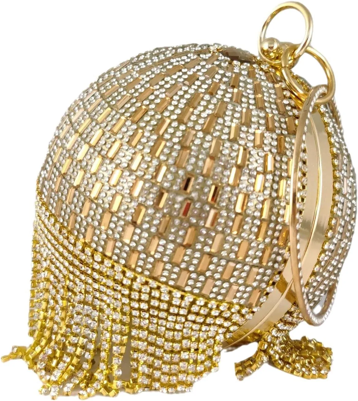 Boutique De FGG Round Ball Crystal Clutch Purse Women Formal Evening Bags Wedding Party Tassel Rhinestone Clutch Bags,Mini