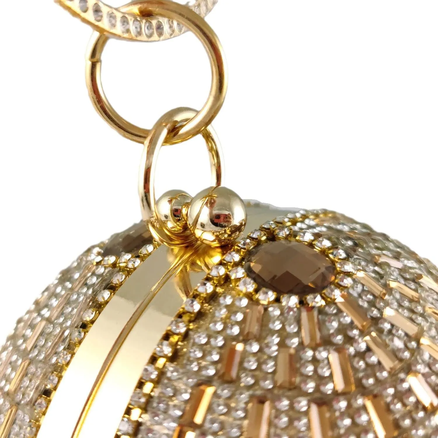 Boutique De FGG Round Ball Crystal Clutch Purse Women Formal Evening Bags Wedding Party Tassel Rhinestone Clutch Bags,Mini