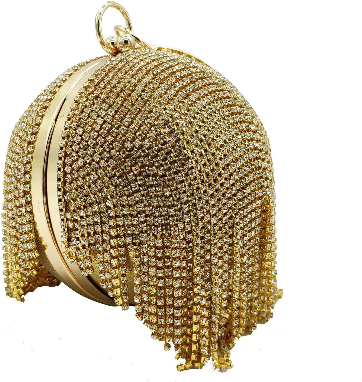 Boutique De FGG Round Ball Crystal Clutch Purse Women Formal Evening Bags Wedding Party Tassel Rhinestone Clutch Bags,Mini