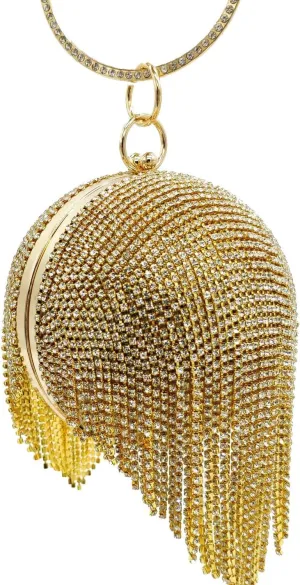 Boutique De FGG Round Ball Crystal Clutch Purse Women Formal Evening Bags Wedding Party Tassel Rhinestone Clutch Bags,Mini