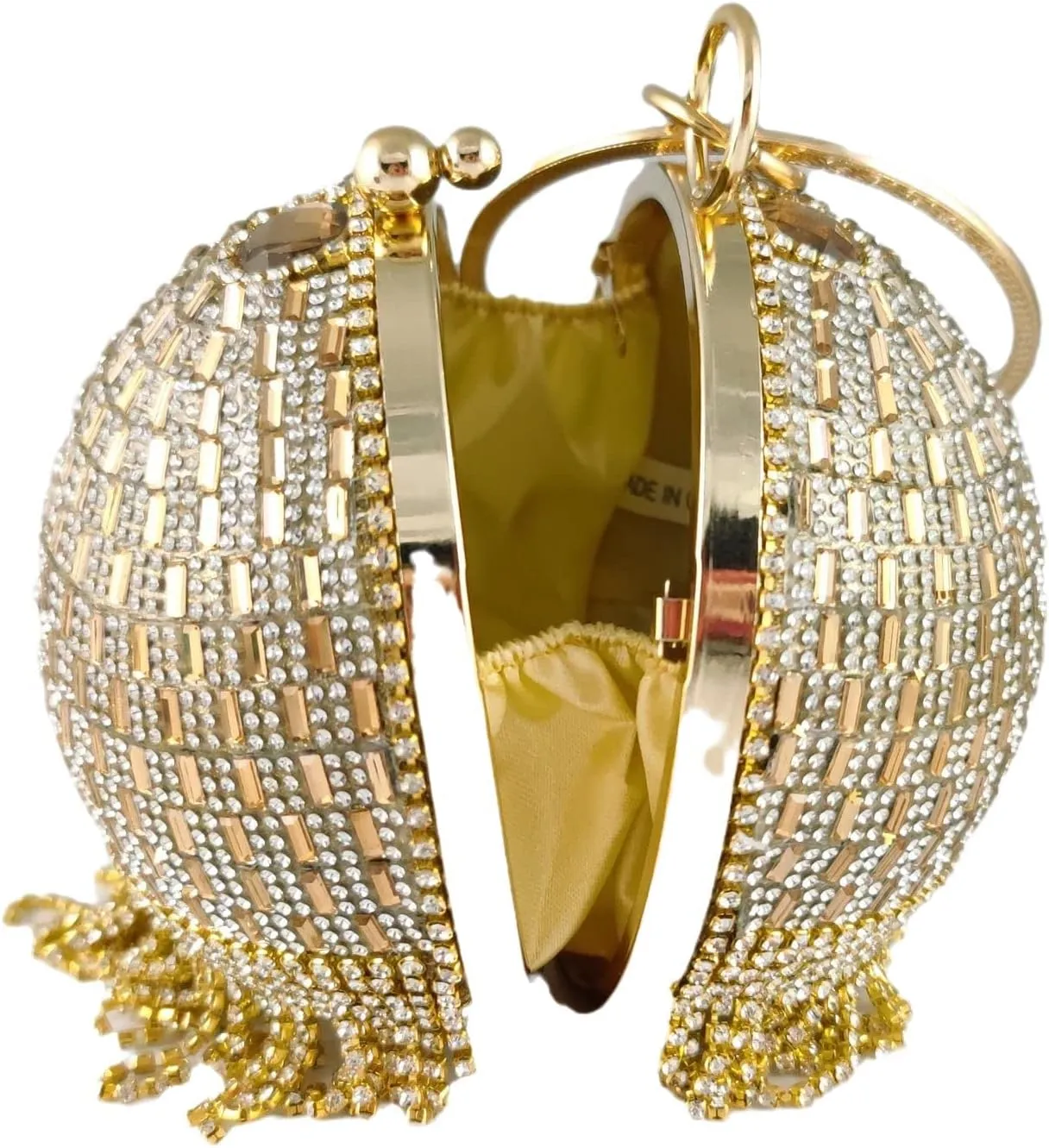 Boutique De FGG Round Ball Crystal Clutch Purse Women Formal Evening Bags Wedding Party Tassel Rhinestone Clutch Bags,Mini