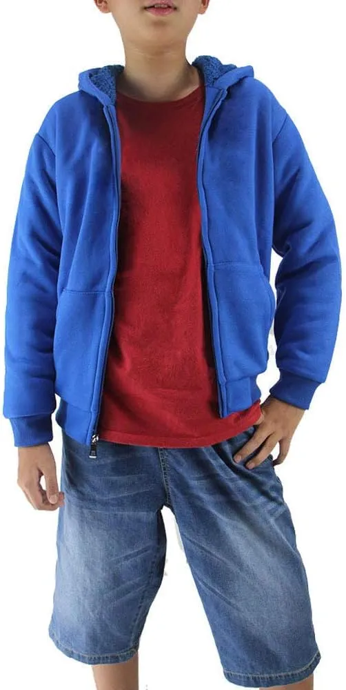 Boys Hoodies Full Zip Up Sherpa Lined Fleece Lined Athletic Youth Kids Sweatshirts,Size 8-16