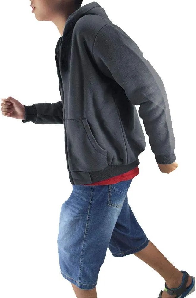 Boys Hoodies Full Zip Up Sherpa Lined Fleece Lined Athletic Youth Kids Sweatshirts,Size 8-16