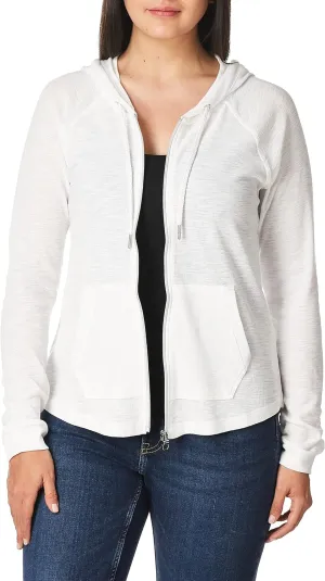 Calvin Klein Women's Premium Performance Ruched Long Sleeve Zip Up Hoodie (Standard and Plus)
