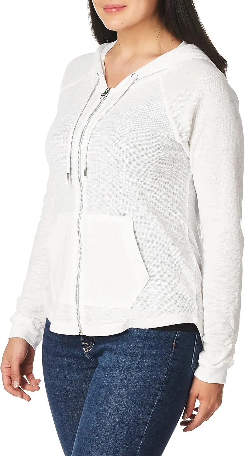 Calvin Klein Women's Premium Performance Ruched Long Sleeve Zip Up Hoodie (Standard and Plus)
