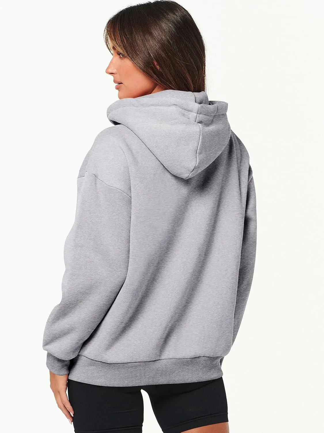 Caracilia Womens Zip Up Hoodies Oversized Long Sleeve Sweatshirts Casual Y2K Hoodie 2024 Fall Jacket with Pockets