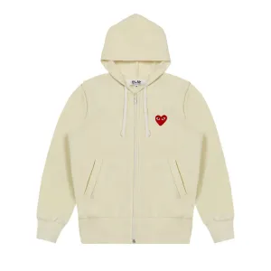 Comme des Garçons PLAY Zip Up Hoodie 'Ivory', white