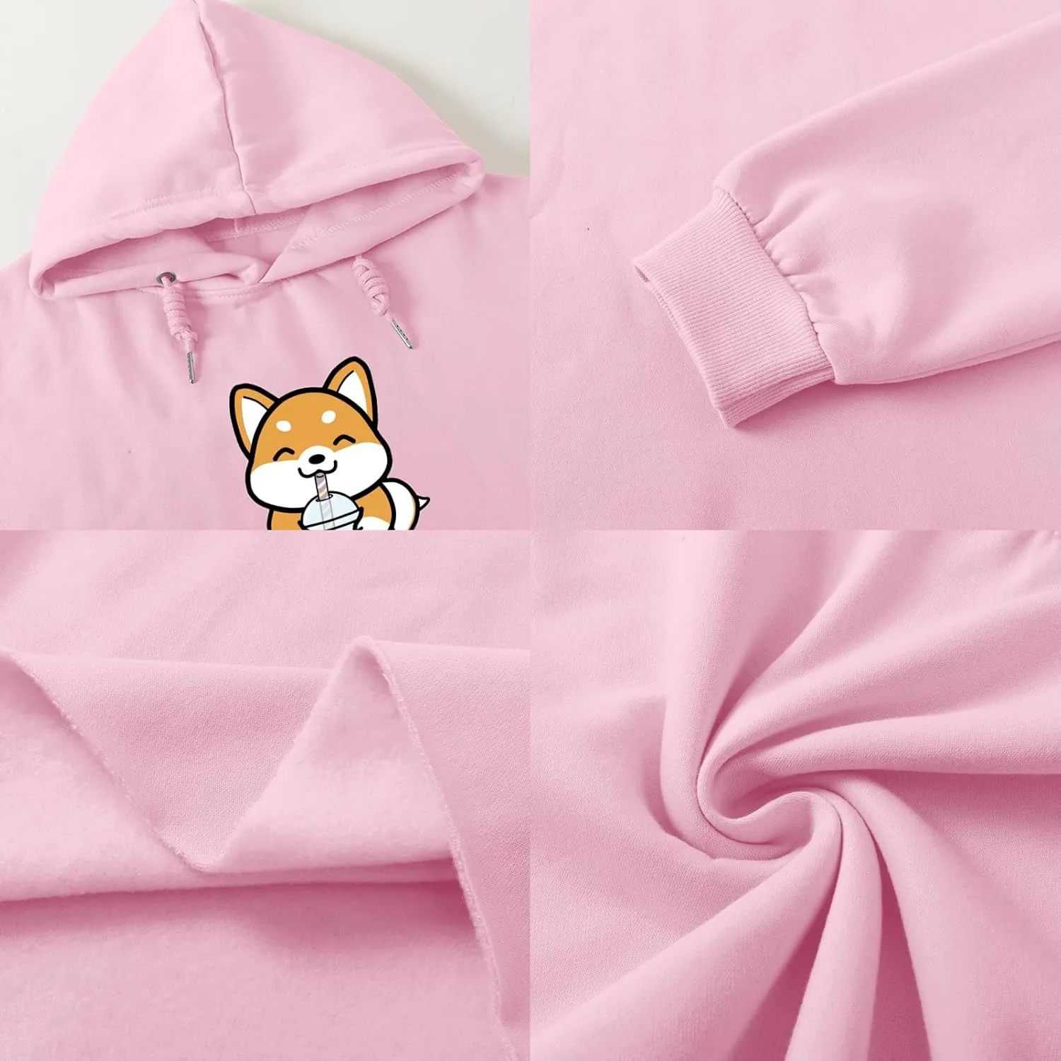 Cute Womens Kawaii Dog Milk Tea Graphic Cropped Hoodie Printed Crop Sweatshirt for Girl Cotton Animal Hoodies