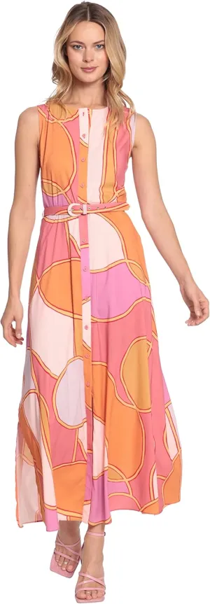 Donna Morgan Women's Sleeveless Button Down Maxi Dress