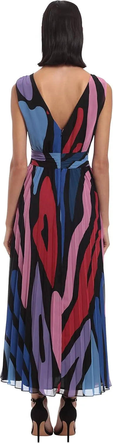 Donna Morgan Women's Sleeveless Pleated Skirt Maxi Dress