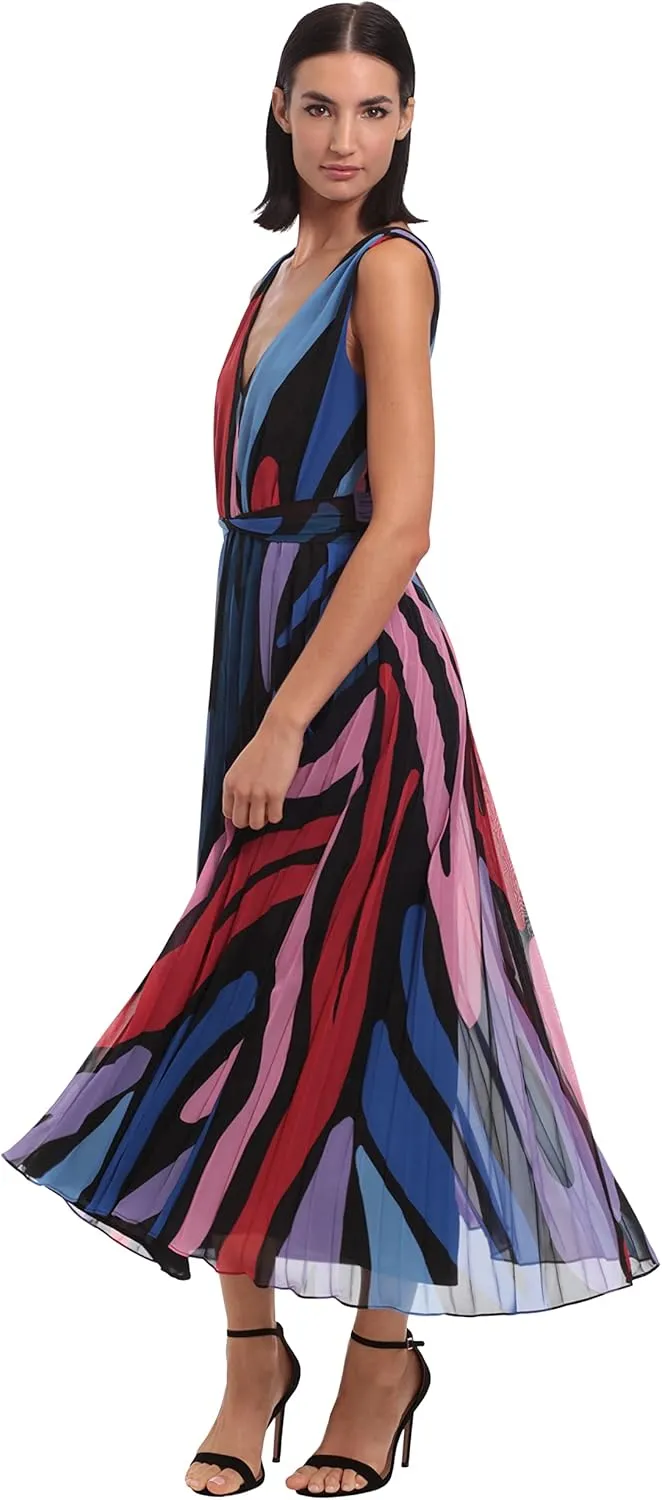 Donna Morgan Women's Sleeveless Pleated Skirt Maxi Dress