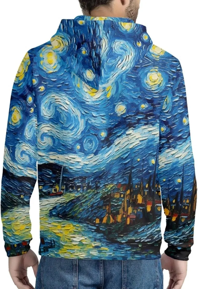 ENLACHIC Men's Novelty Cool 3D Galaxy Wolf Print Graphic Hoodies Zip up Hoodie Pullover Sweatshirts