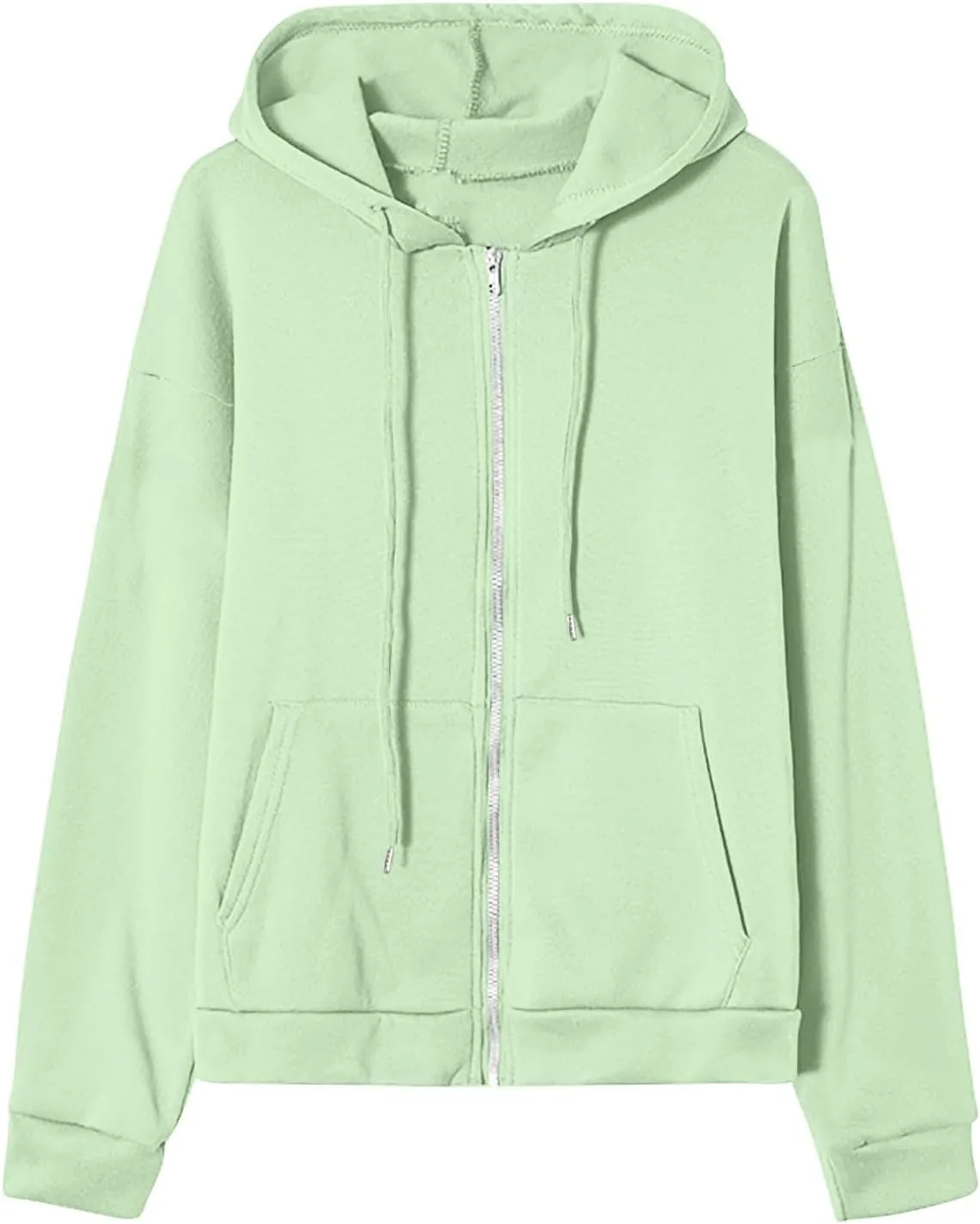 Fenleo Womens Zip Up Hoodies Long Sleeve Oversized Sweatshirts Fall Outfits Pockets Patchwork Hoodie for Women