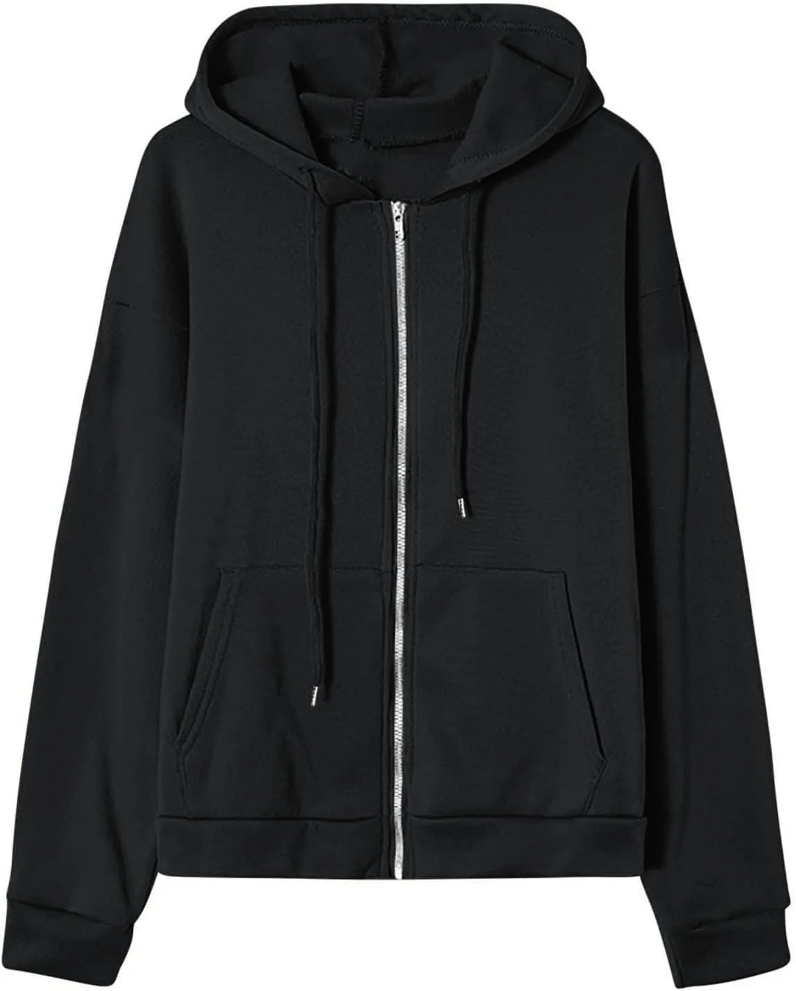 Fenleo Womens Zip Up Hoodies Long Sleeve Oversized Sweatshirts Fall Outfits Pockets Patchwork Hoodie for Women