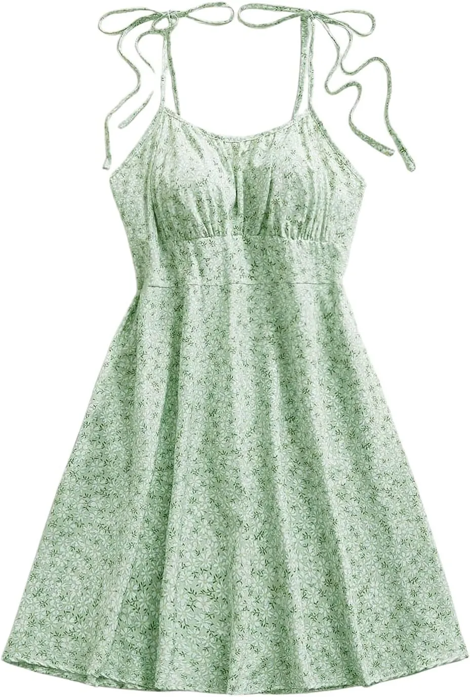 Floerns Women's Plus Size Floral Tie Shoulder Cami Dress Sleeveless Flared Mini Dresses