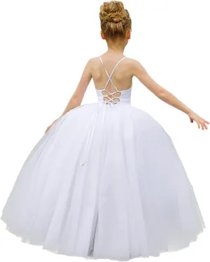 Flower Girl Dress Crossed Straps Lace Wedding Dresses Party Bridesmaid Ball Gown