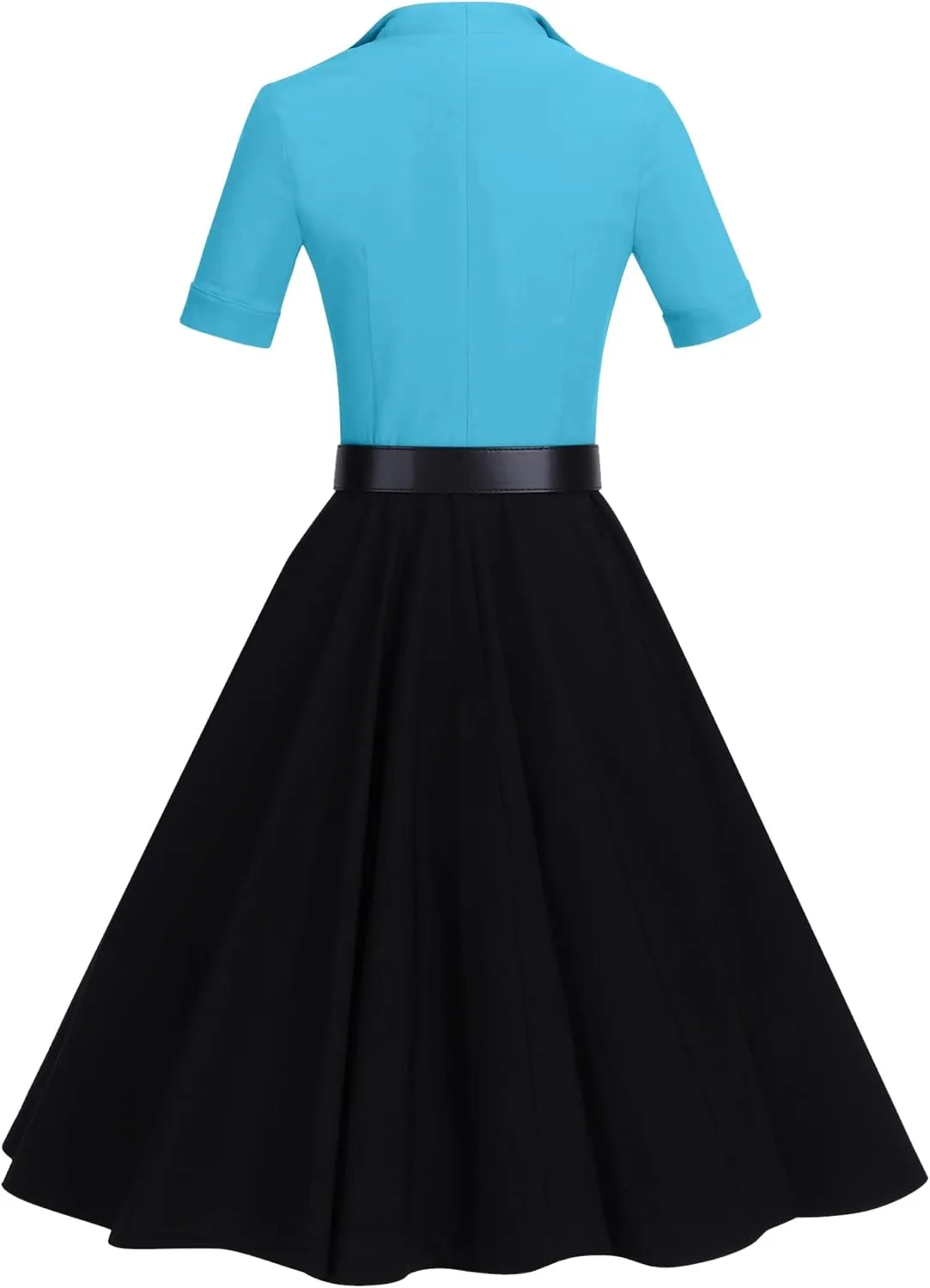 GownTown 1950 Women Dress Midi Shirt Dress Cocktail Dress with Belt