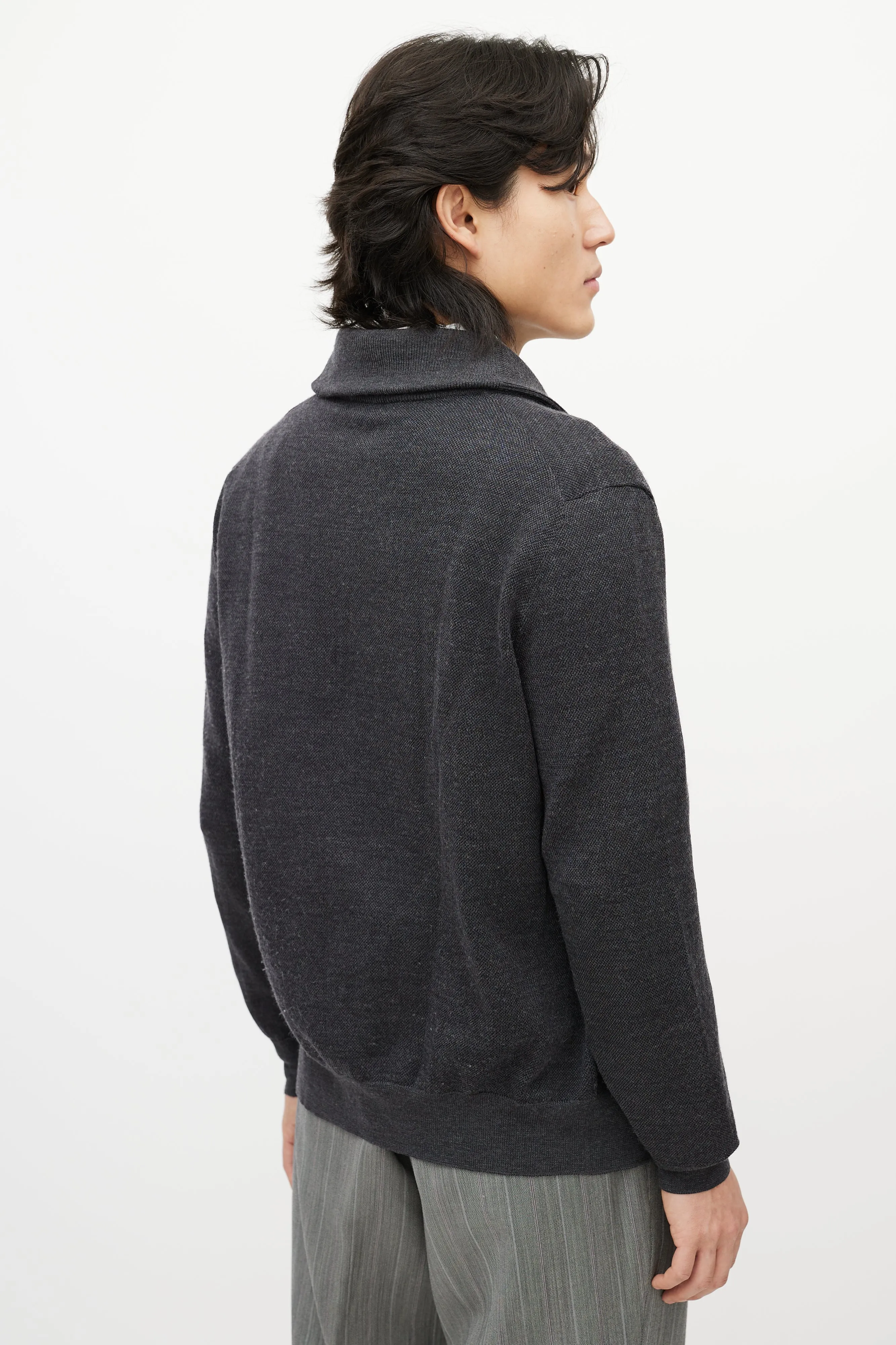Grey Knit Button Up Cardigan