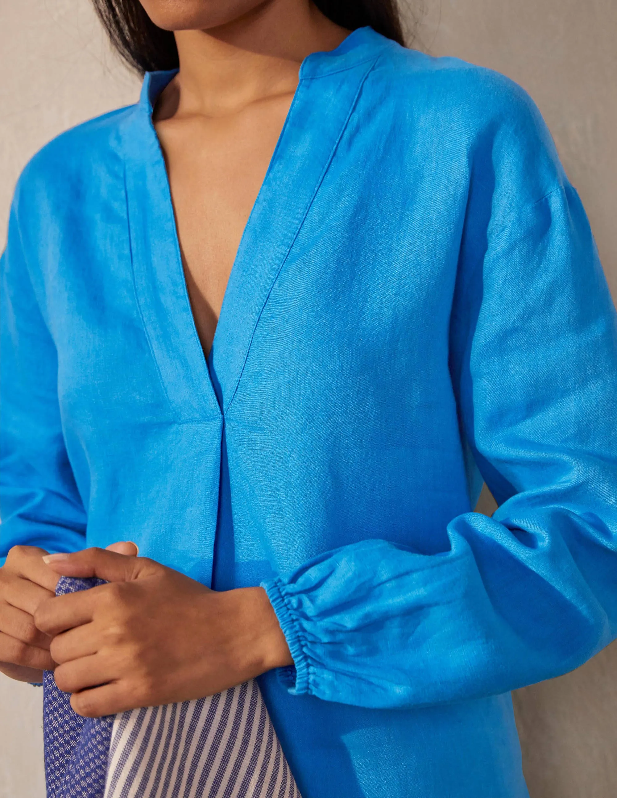 Hannah Linen Shirt-Moroccan Blue