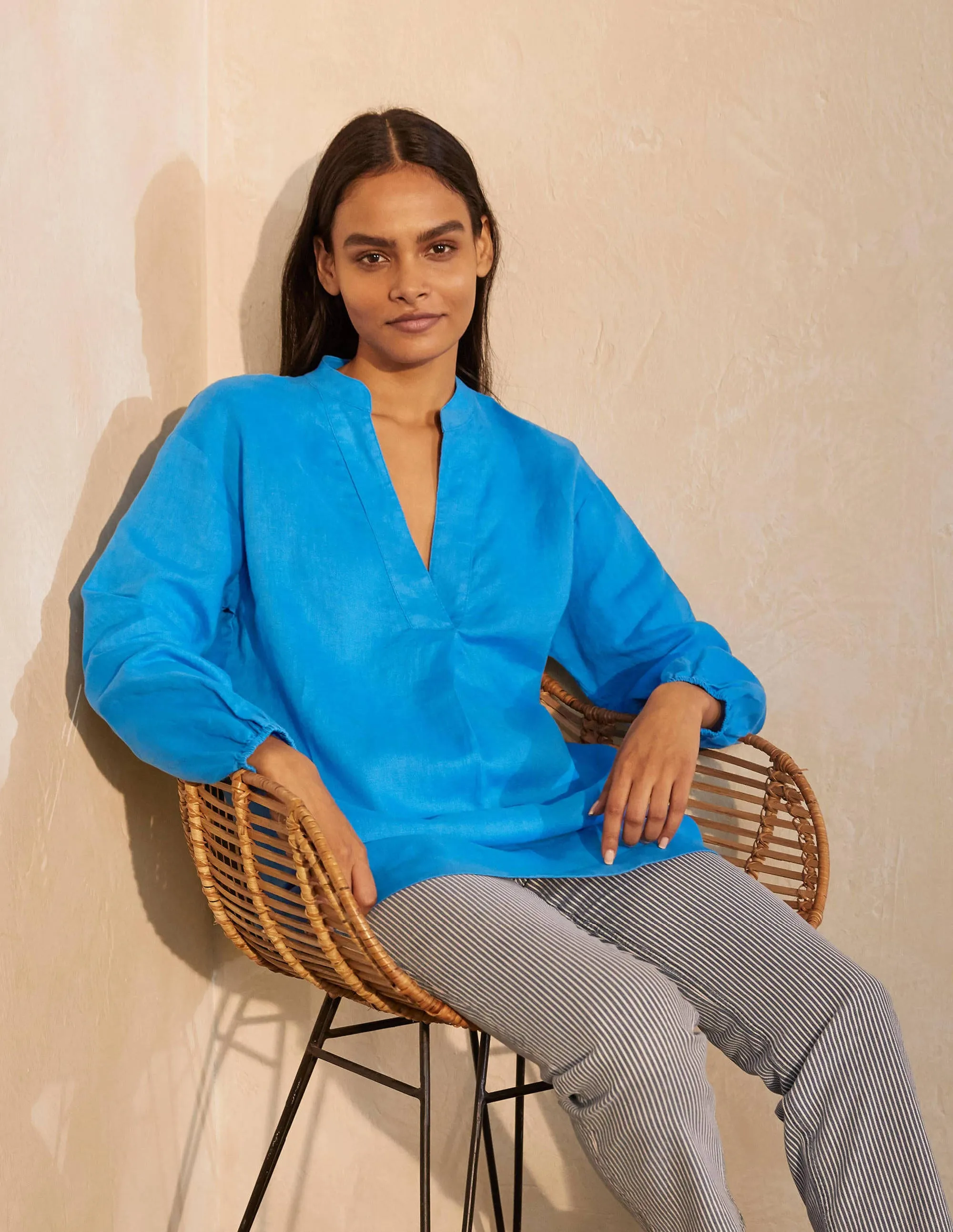 Hannah Linen Shirt-Moroccan Blue