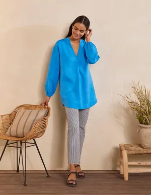 Hannah Linen Shirt-Moroccan Blue