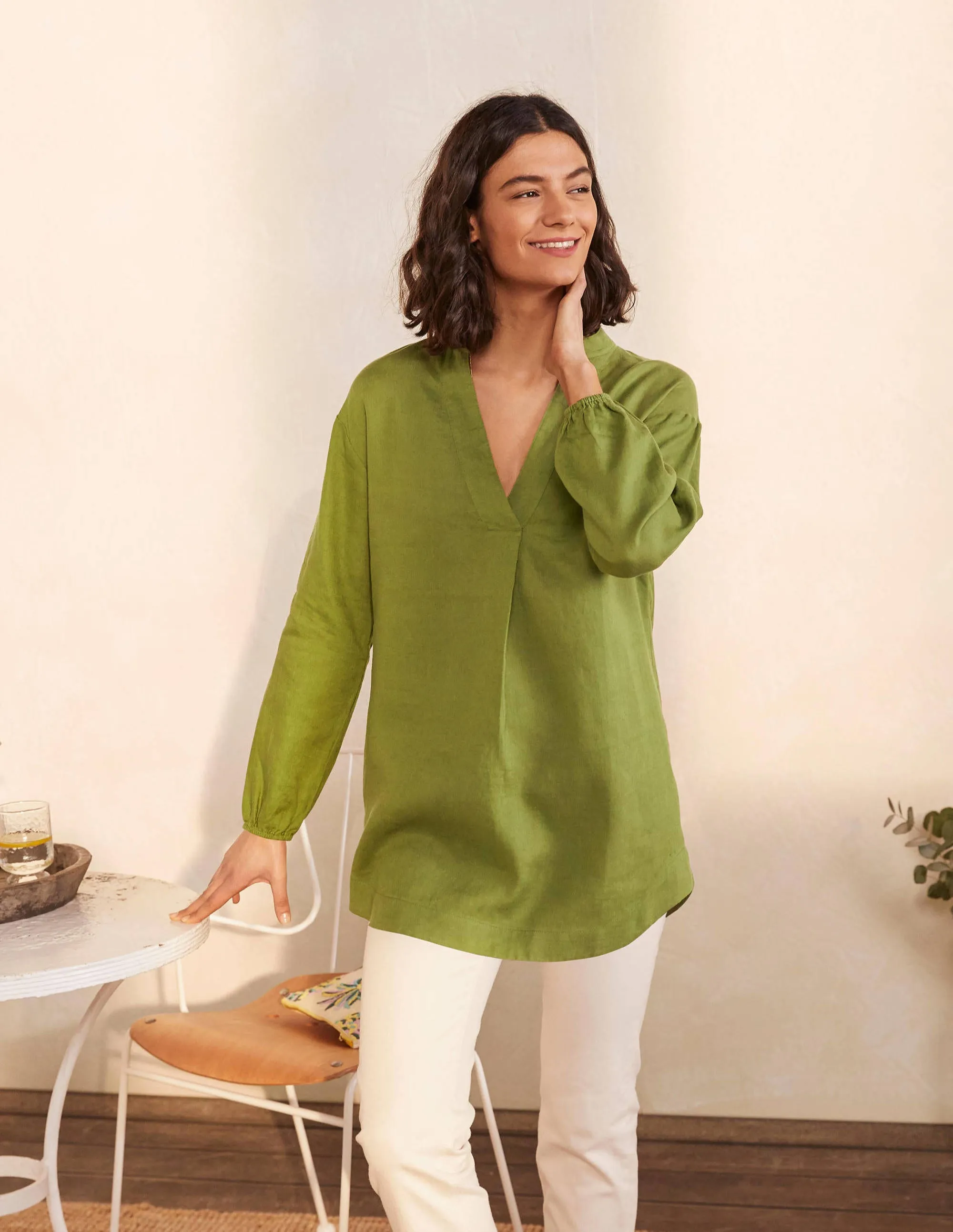 Hannah Linen Shirt-Pea