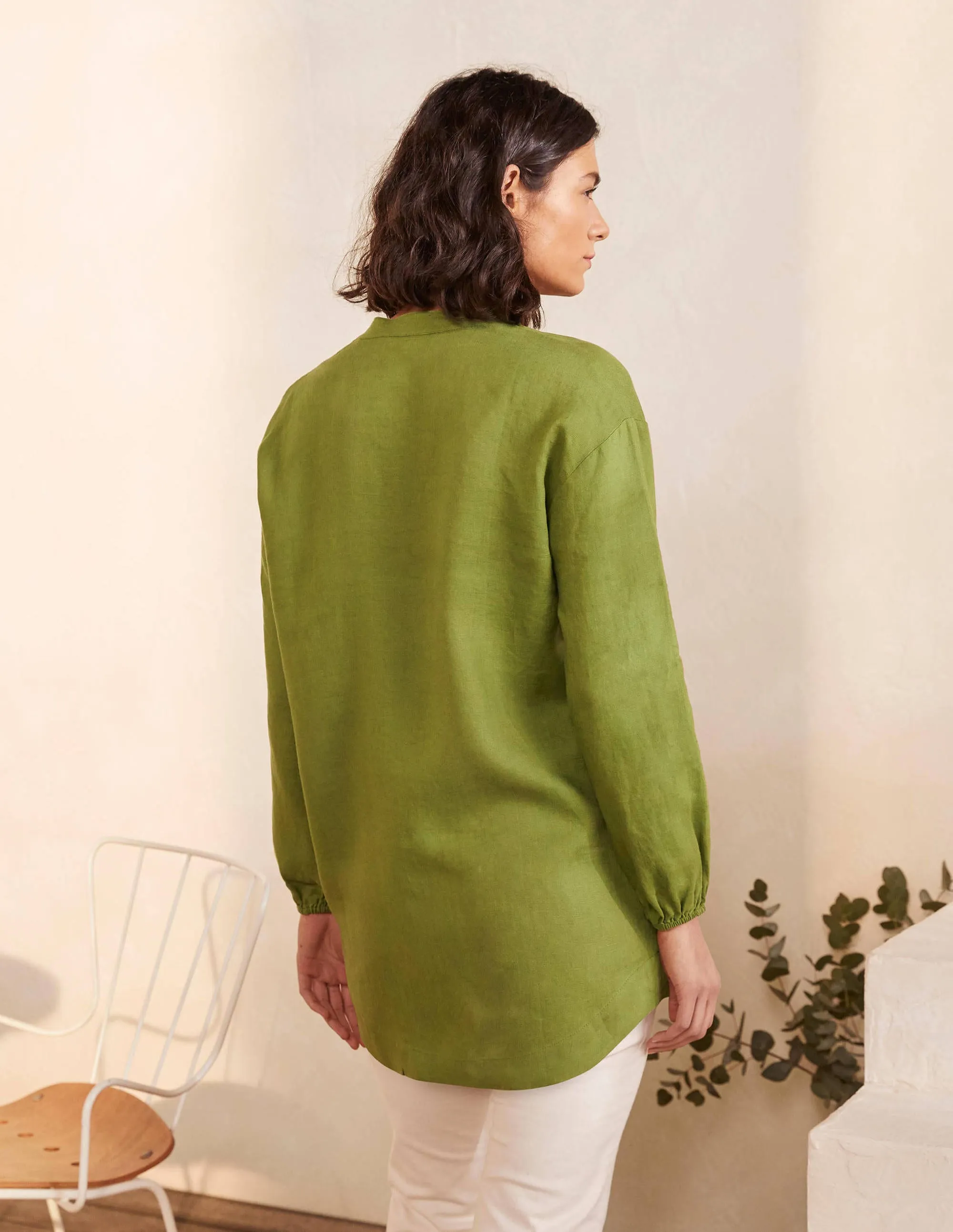 Hannah Linen Shirt-Pea