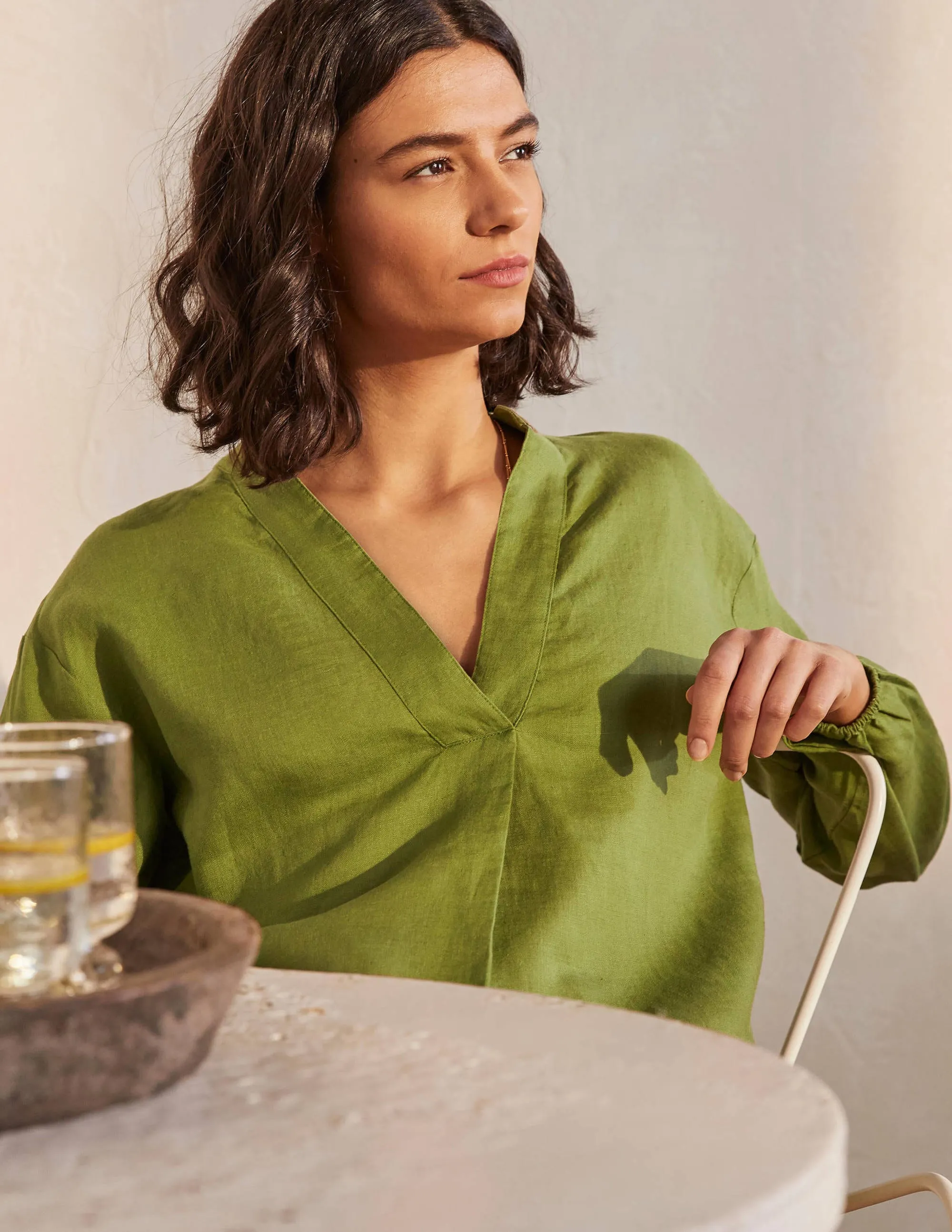 Hannah Linen Shirt-Pea