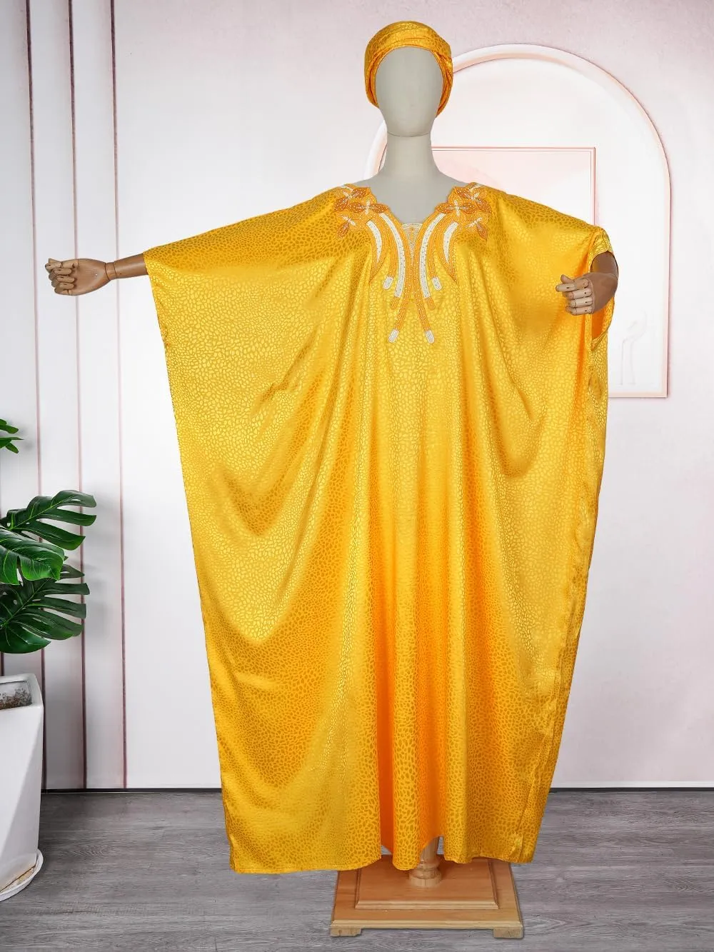 HD African Dresses for Women Fashion Beading Rhinestone Kaftan Maxi Dress
