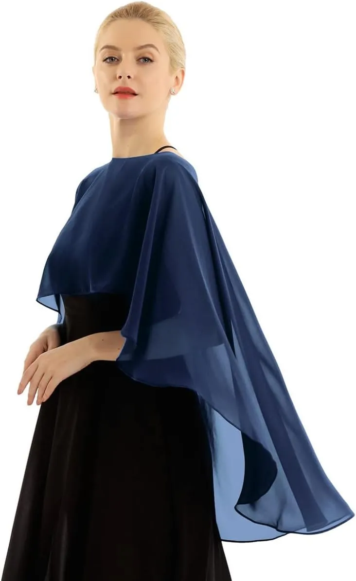 iiniim Womens Chiffon High Low Wedding Capes Bolero Shrug Bridal Long Shawls and Wraps for Evening Dress