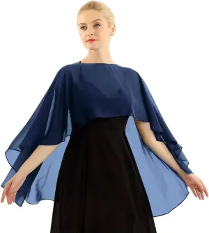 iiniim Womens Chiffon High Low Wedding Capes Bolero Shrug Bridal Long Shawls and Wraps for Evening Dress