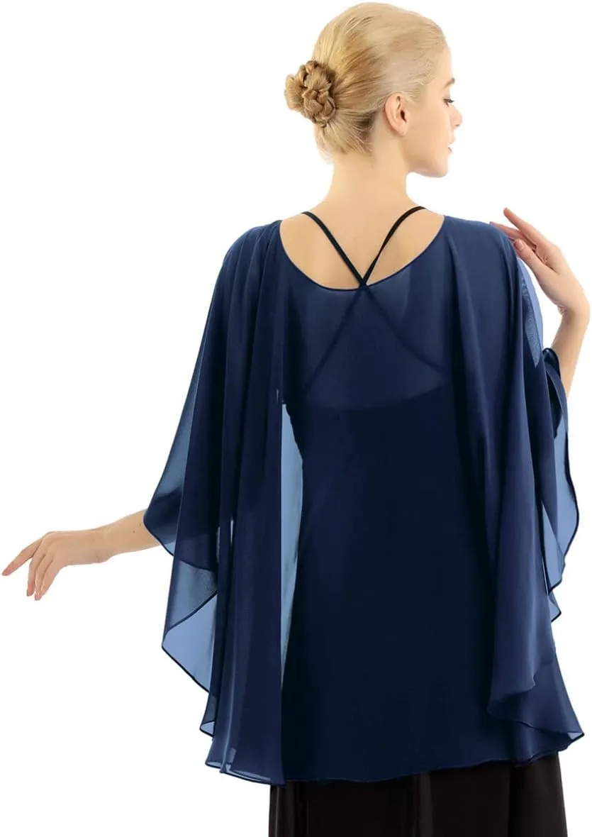 iiniim Womens Chiffon High Low Wedding Capes Bolero Shrug Bridal Long Shawls and Wraps for Evening Dress