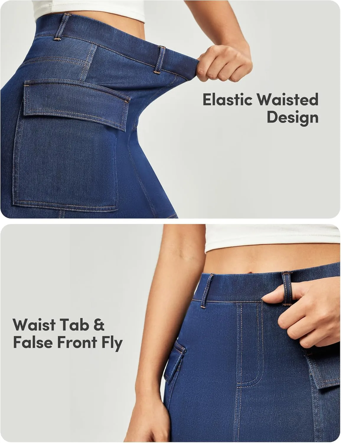 IUGA Jean Skirts for Women Denim High Stretch Cargo Skirt with Shorts Denim Skort Mini Jean Skort Y2k Skirt with Pockets