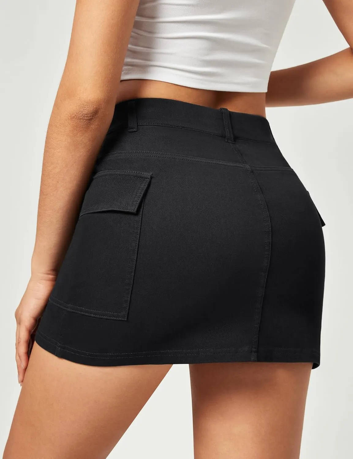 IUGA Jean Skirts for Women Denim High Stretch Cargo Skirt with Shorts Denim Skort Mini Jean Skort Y2k Skirt with Pockets