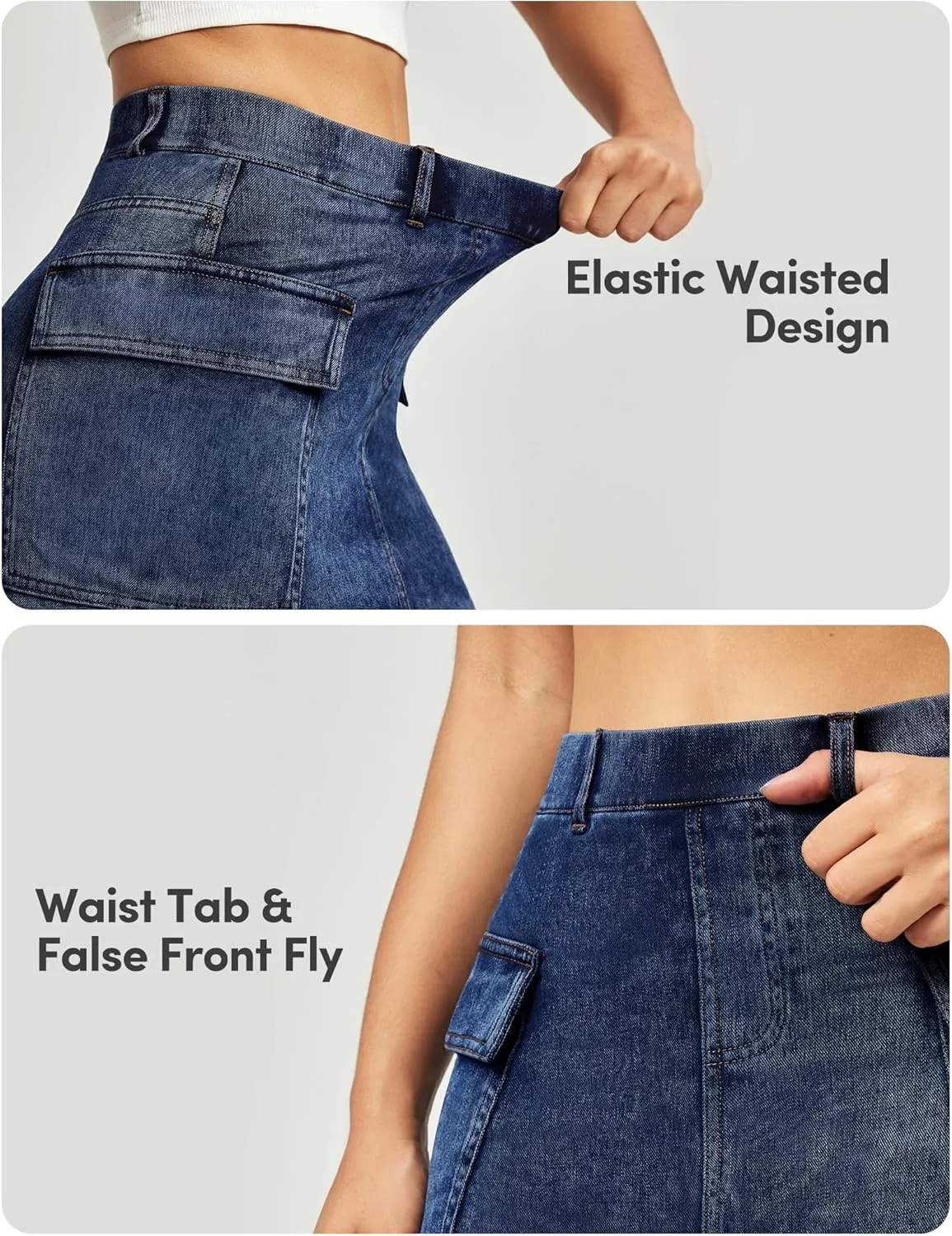 IUGA Jean Skirts for Women Denim High Stretch Cargo Skirt with Shorts Denim Skort Mini Jean Skort Y2k Skirt with Pockets