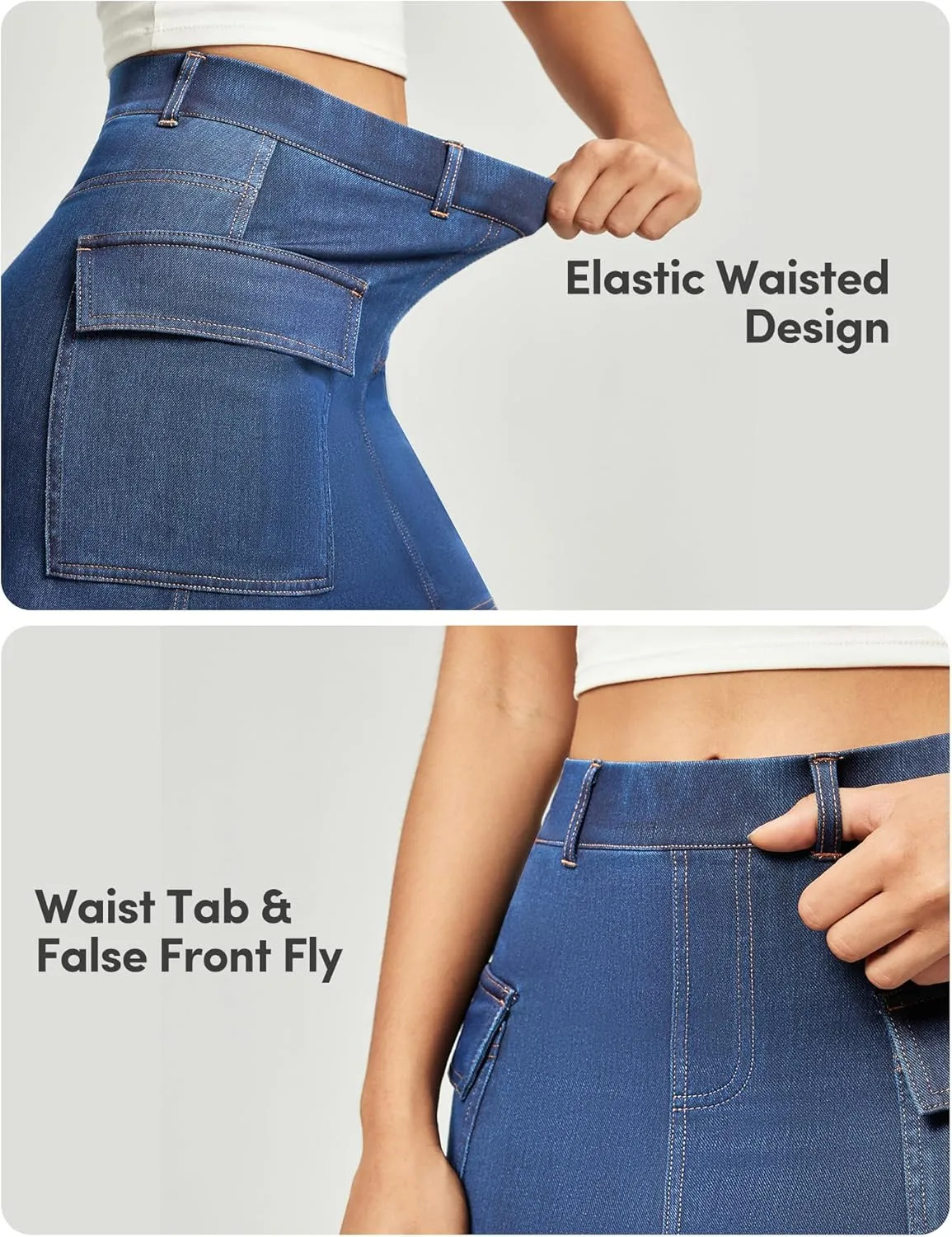 IUGA Jean Skirts for Women Denim High Stretch Cargo Skirt with Shorts Denim Skort Mini Jean Skort Y2k Skirt with Pockets