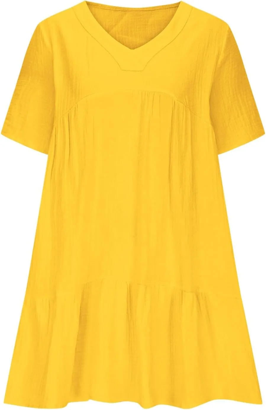 JOAU Women Summer Babydoll Dresses Cute Casual Short Sleeve V Neck Tiered Ruffle A Line Flowy Beach Mini Dress with Pockets