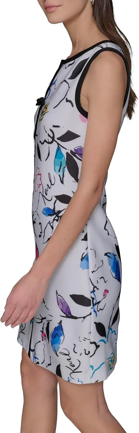 Karl Lagerfeld Paris Women's Sleeveless V-Neck Bow A-line Mini Dress