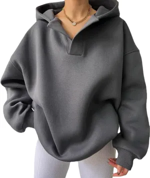 Kelabia Women Oversized Hoodie Y2K Hoodies Fleece Pullover Sweatshirts Vintage Preppy Plain Hoodie Grunge Clothes