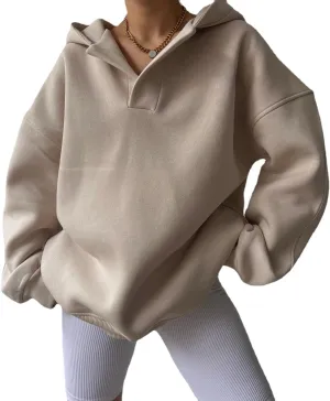 Kelabia Women Oversized Hoodie Y2K Hoodies Fleece Pullover Sweatshirts Vintage Preppy Plain Hoodie Grunge Clothes