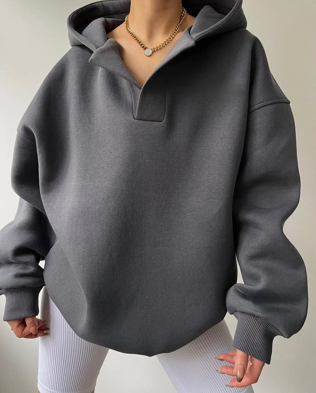Kelabia Women Oversized Hoodie Y2K Hoodies Fleece Pullover Sweatshirts Vintage Preppy Plain Hoodie Grunge Clothes