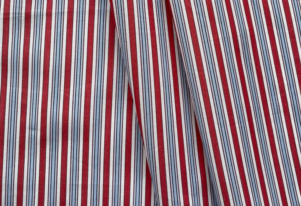 Kiton Summer Cherry Crush Striped 2-Ply Cotton Shirting (Made in Italy)